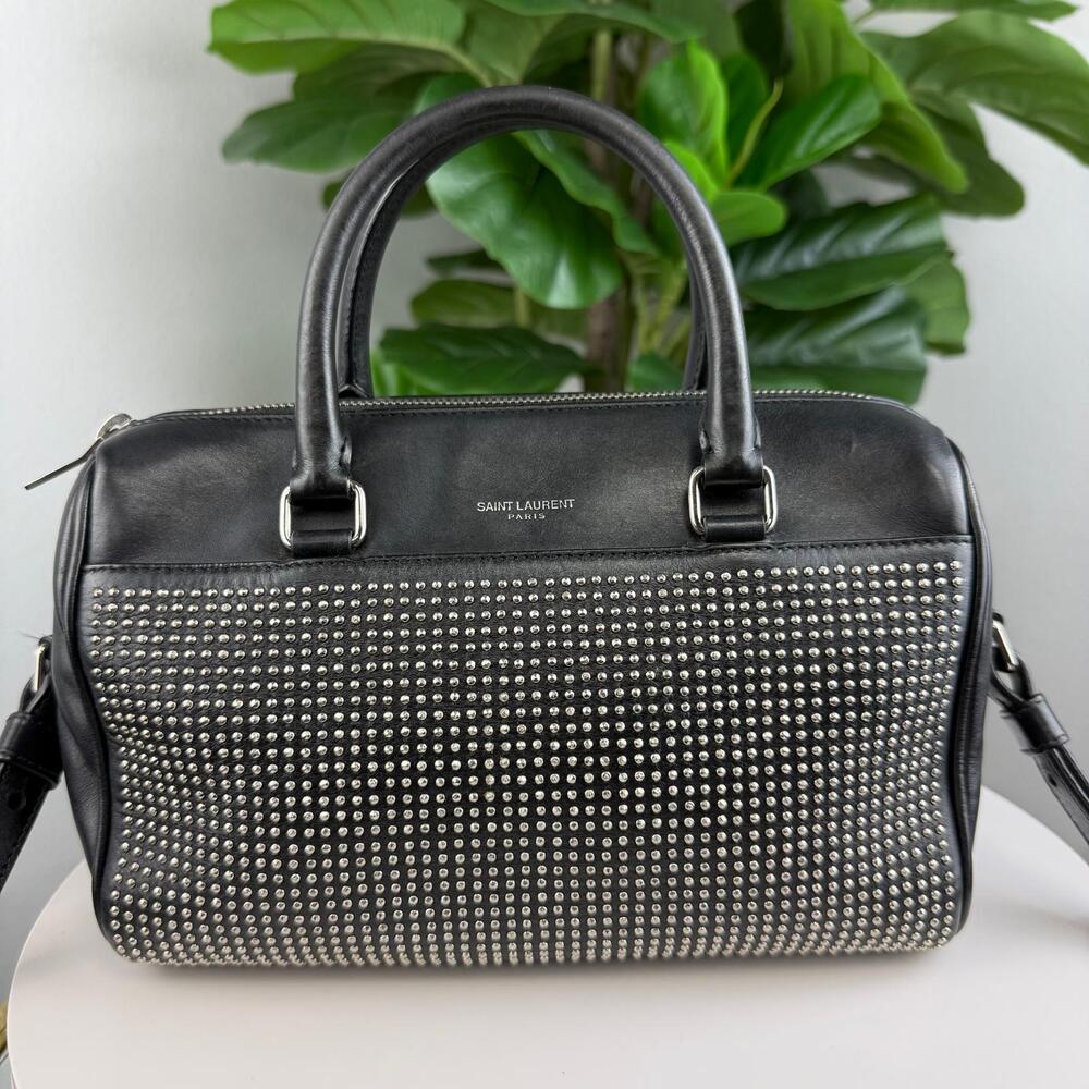 💎✨ Authentic Yves Saint Laurent YSL Studded Classic Duffle Bag Black